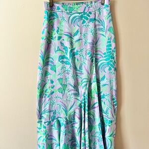 Lilly Pulitzer Pastel Tropical Maxi Skirt - Green and Lavender